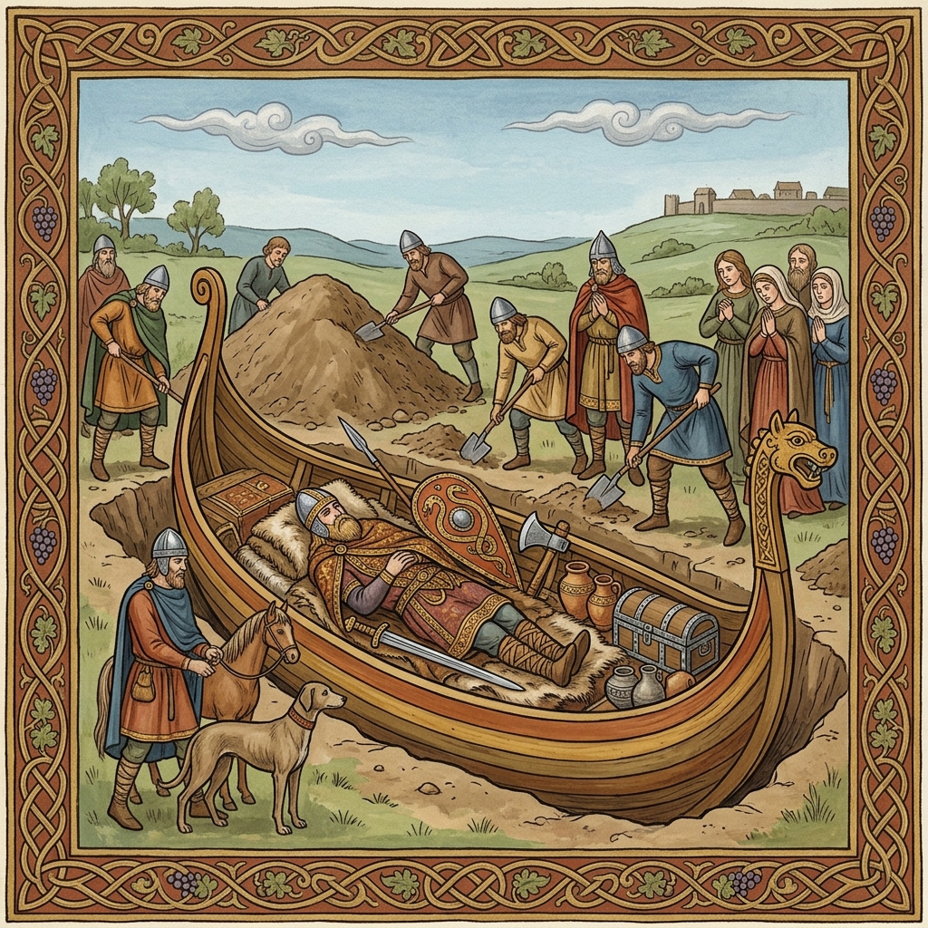 Un vikingo es enterrado junto con su barco