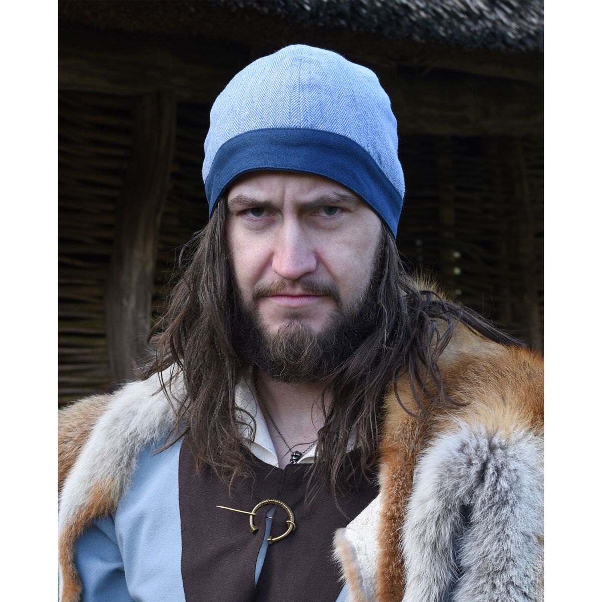 Gorro Birka con dibujo de espiga, azul