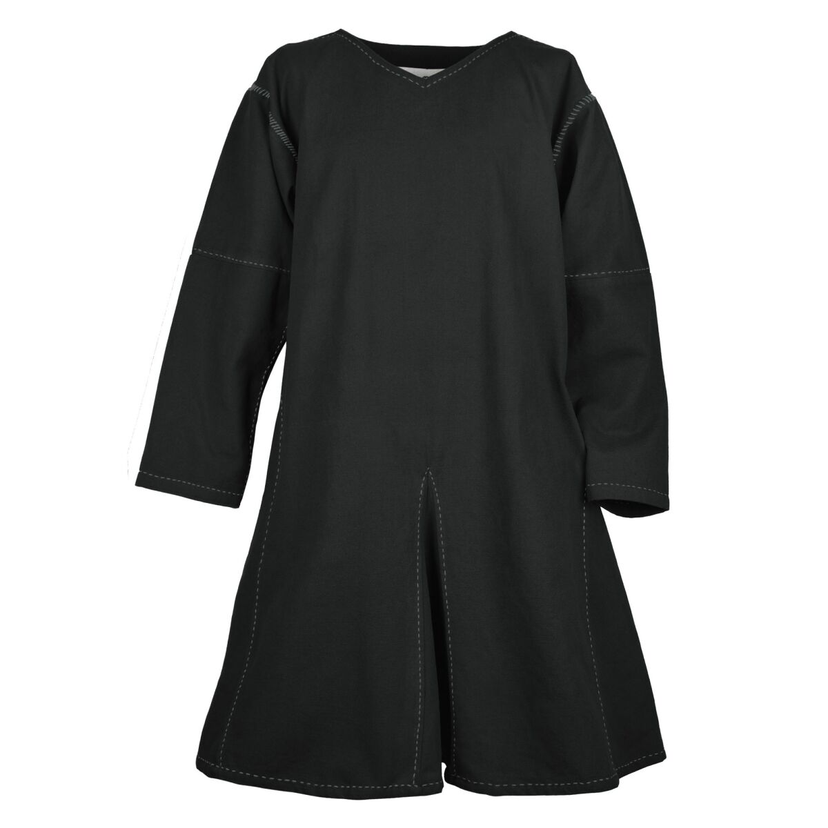 Túnica medieval Kragelund Askur, manga larga, negra; talla XL