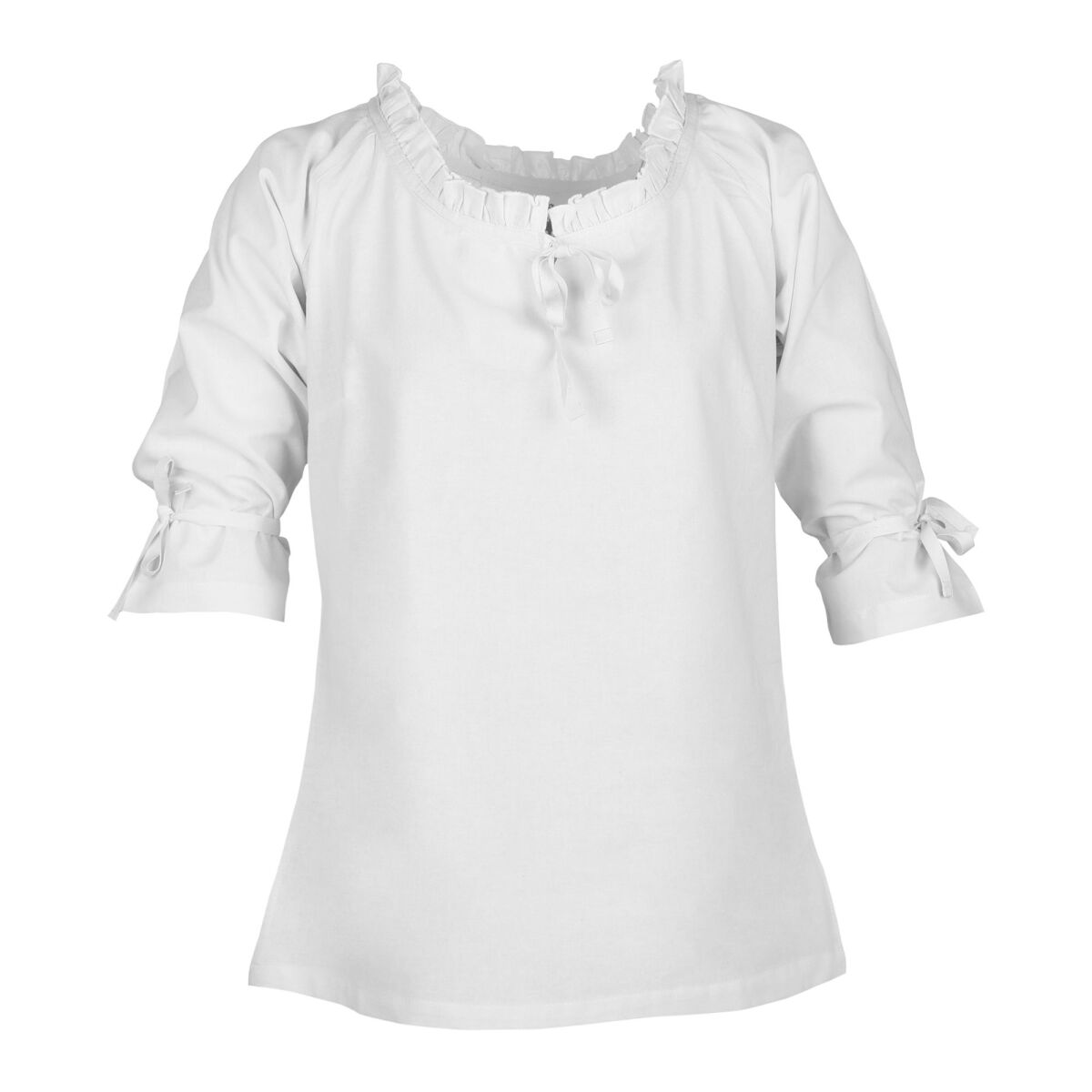 Blusa medieval Birga con mangas 3/4, blanca L