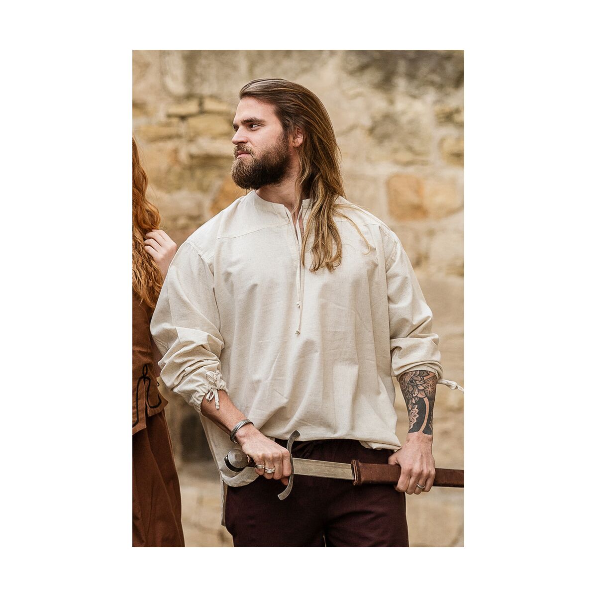 Camisa medieval "Bartholomeus" naturaleza XXL
