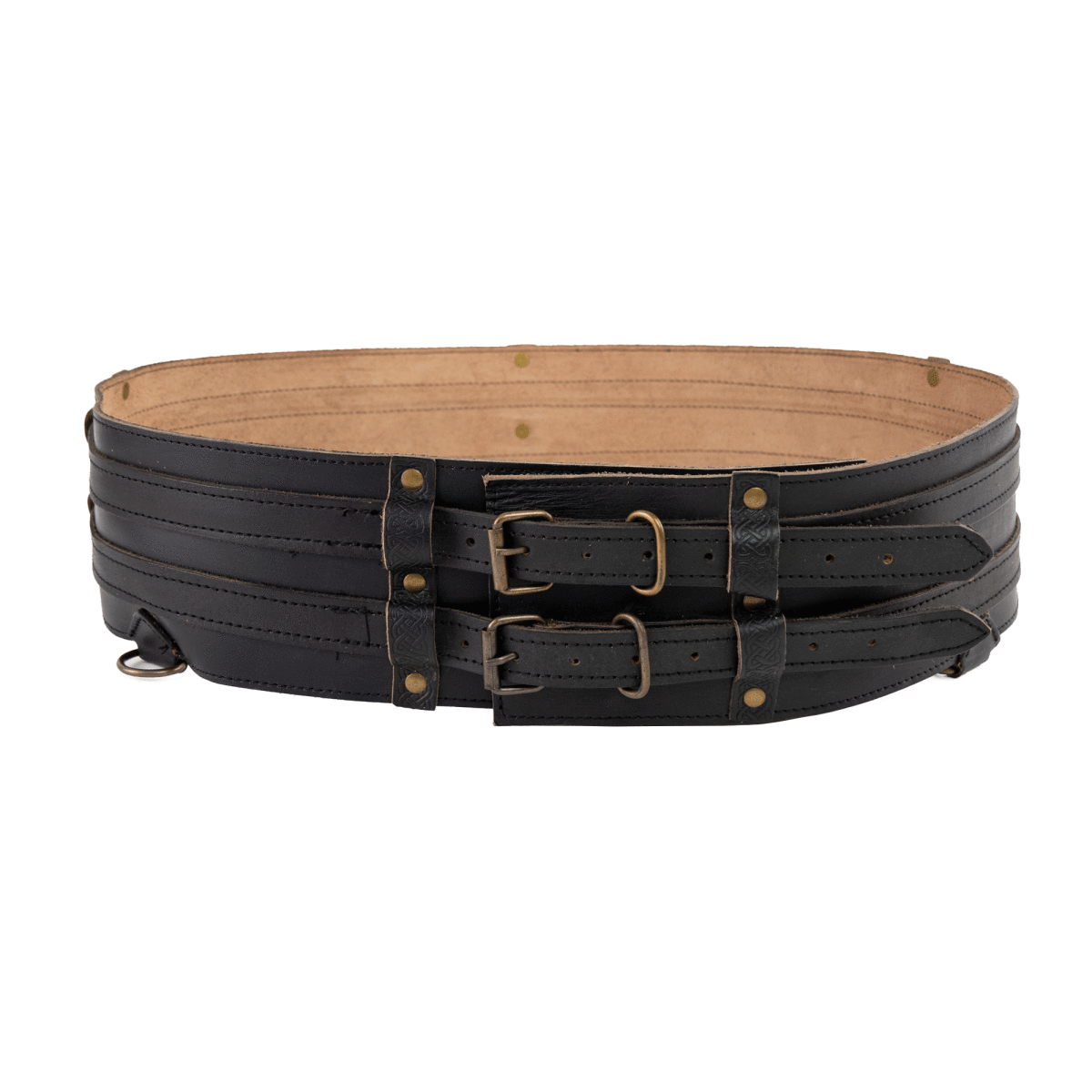 Robusto cinturón vikingo "Sif" negro 140cm