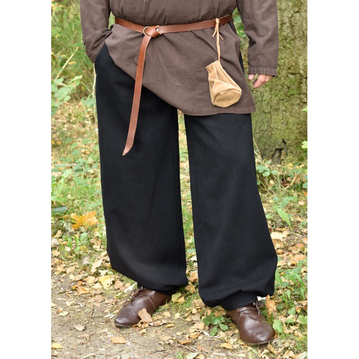 Pantalón medieval ancho Hermann, negro, talla L