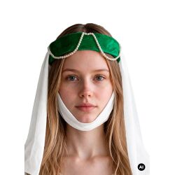 Diadema de damisela de castillo, de terciopelo verde