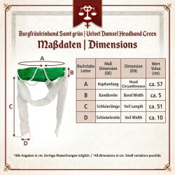 Diadema de damisela de castillo, de terciopelo verde