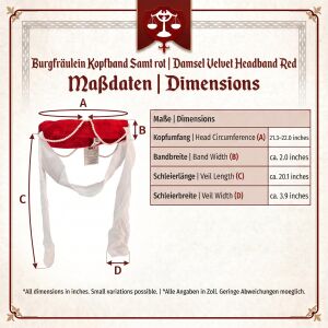 Diadema de damisela de castillo, terciopelo rojo