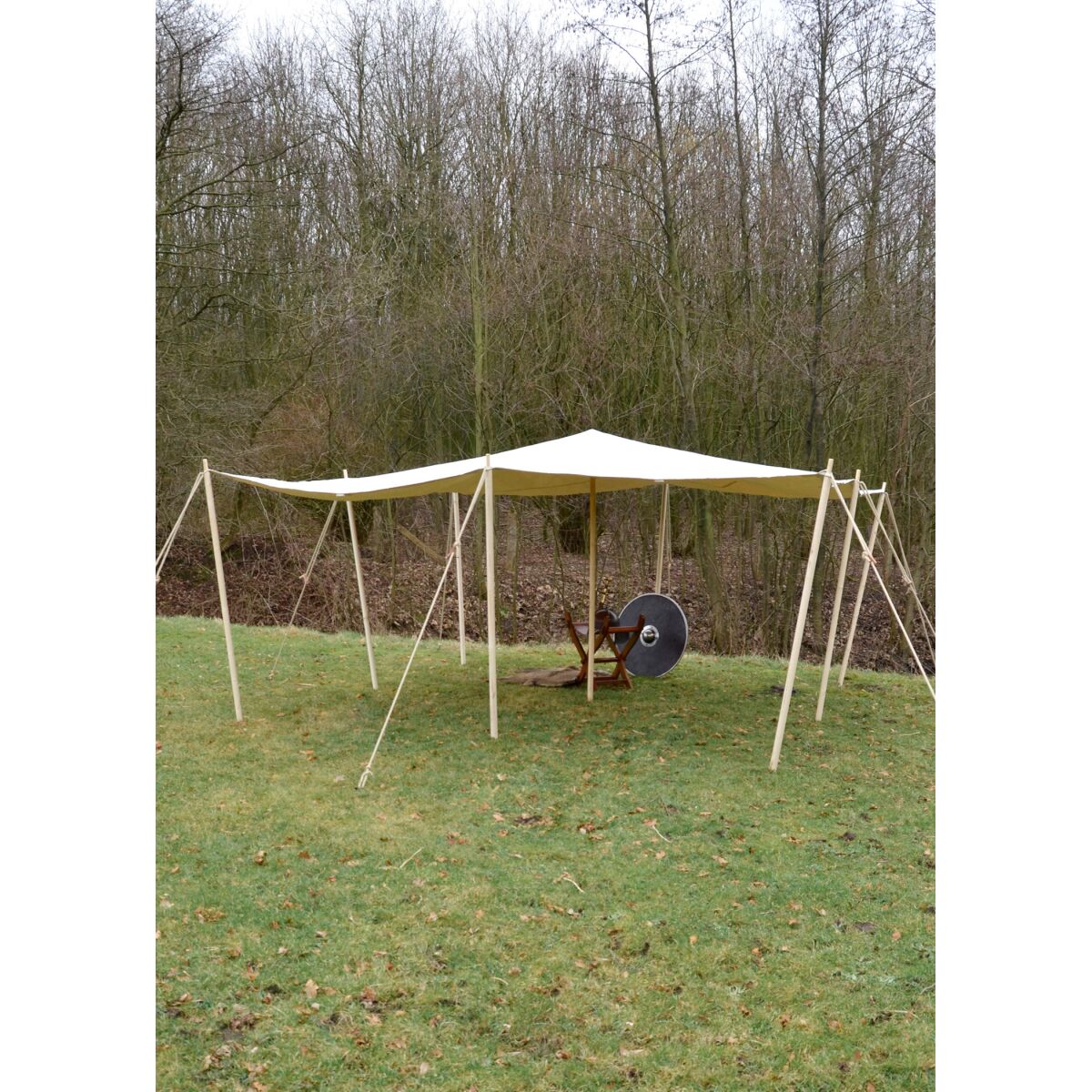 Toldo con lazos, extra fuerte, 450 g/m², color natural, 3 x 3 m