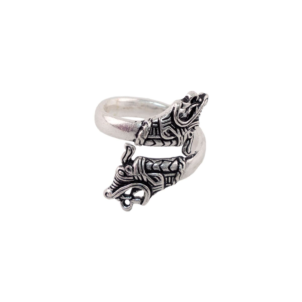 Anillo dragón vikingo bañado en plata "Haithabu" talla M