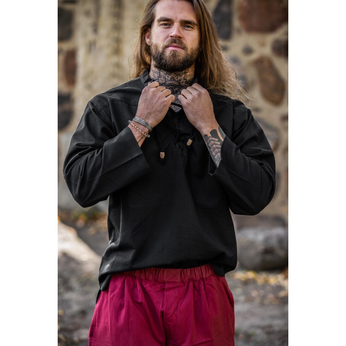 Camisa medieval negra "Ansbert" M