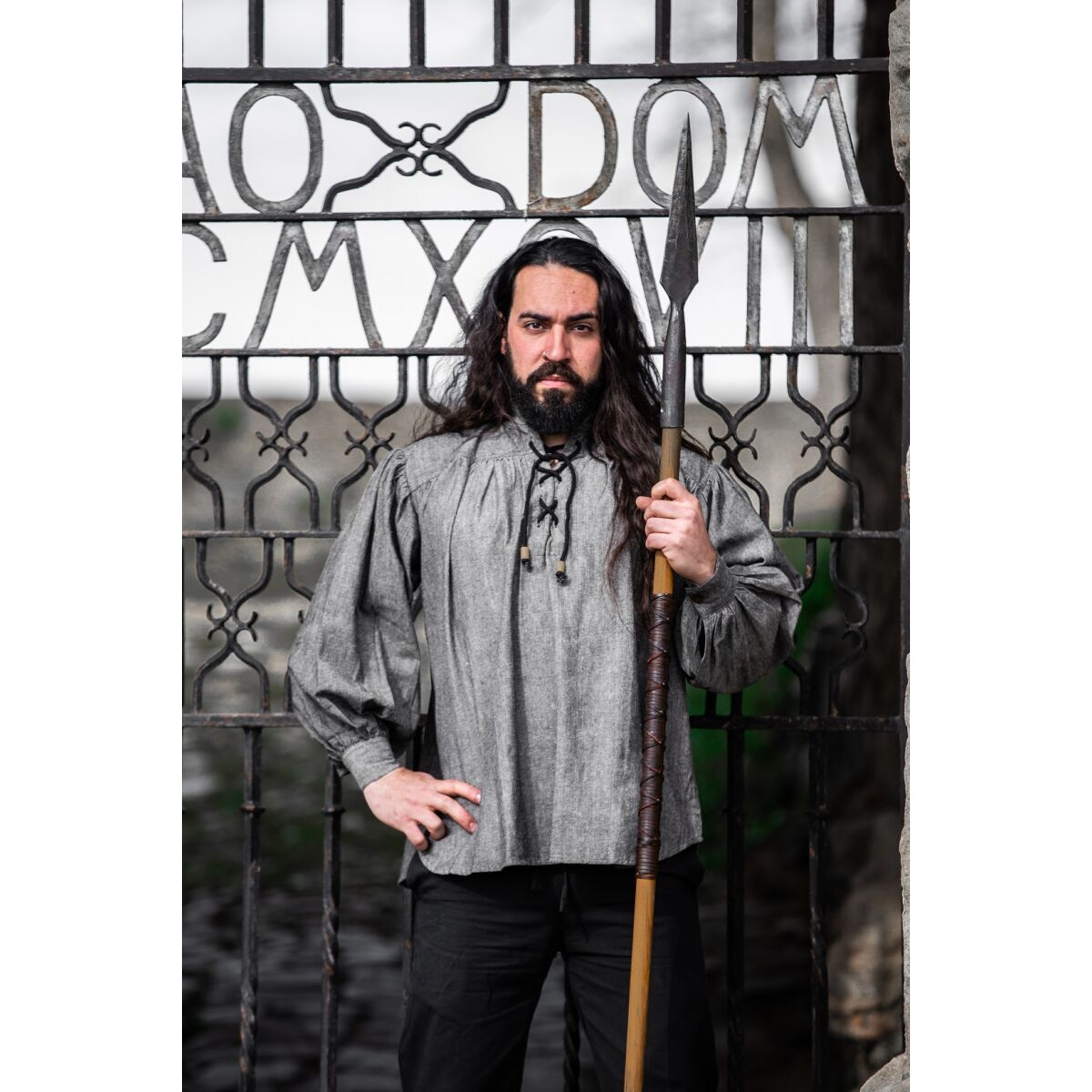 Camisa medieval algodón grueso gris "Leopold" XXL