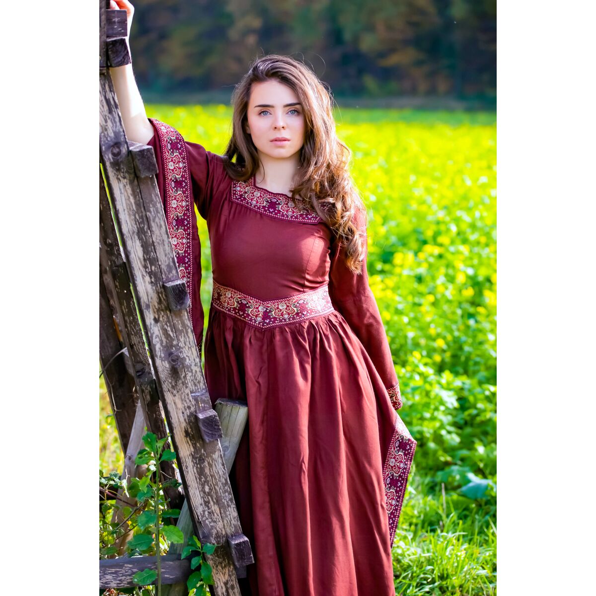Vestido de viscosa noble rojo burdeos XL