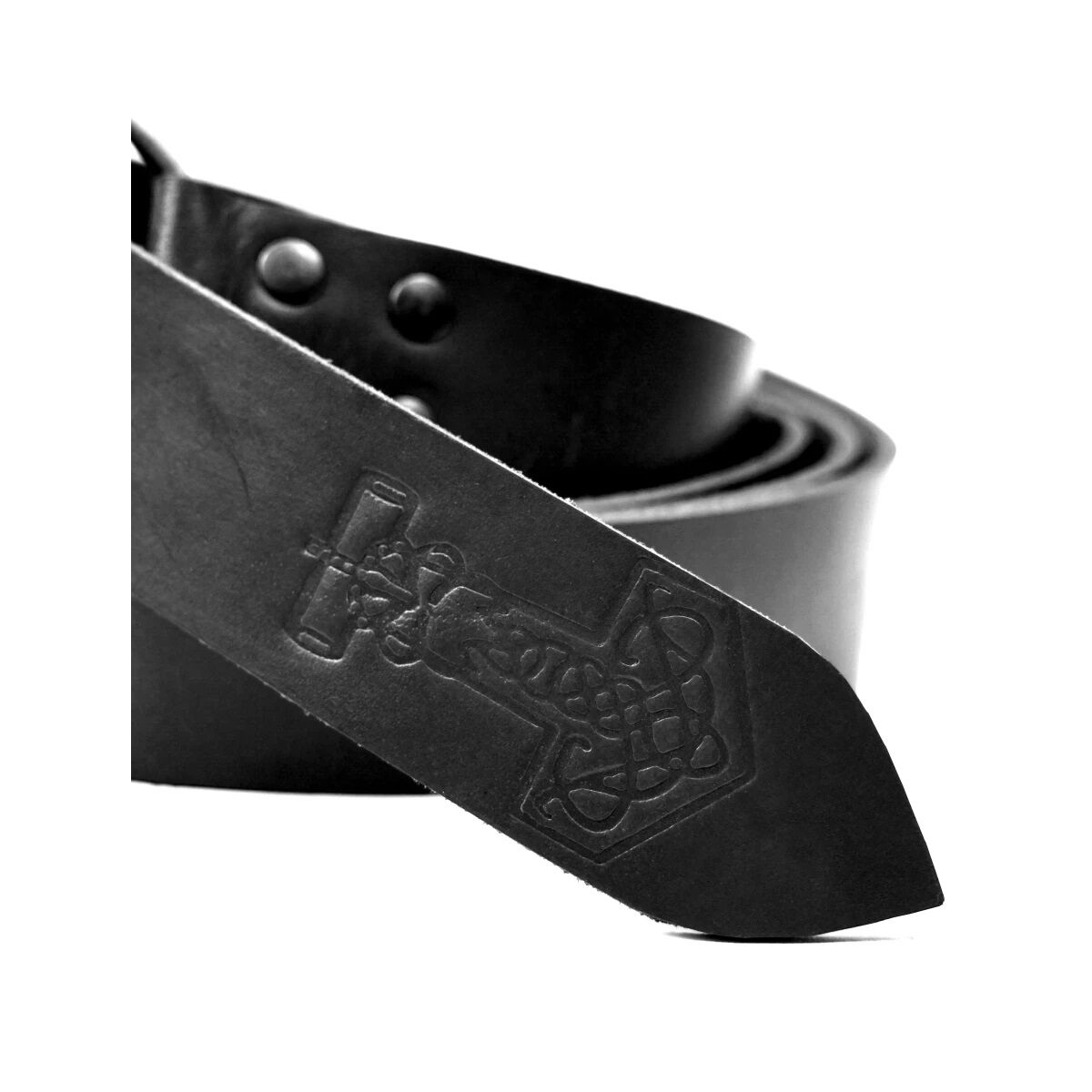 Cinturón de anillas con relieve Thorshammer negro 190 cm