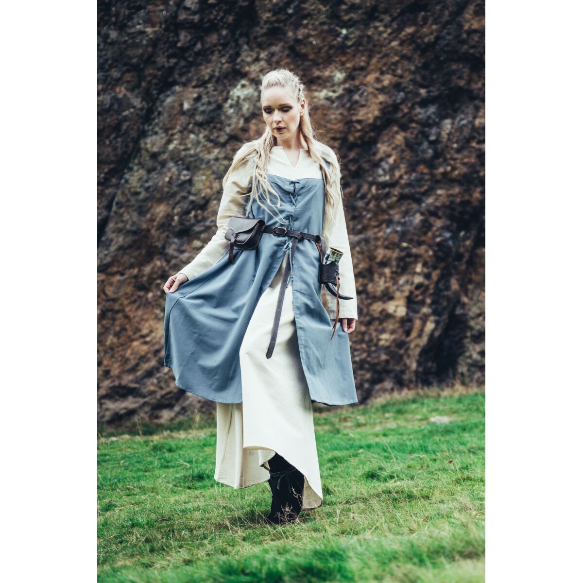 Sobrevestido vikingo azul tórtola "Inka" L/XL