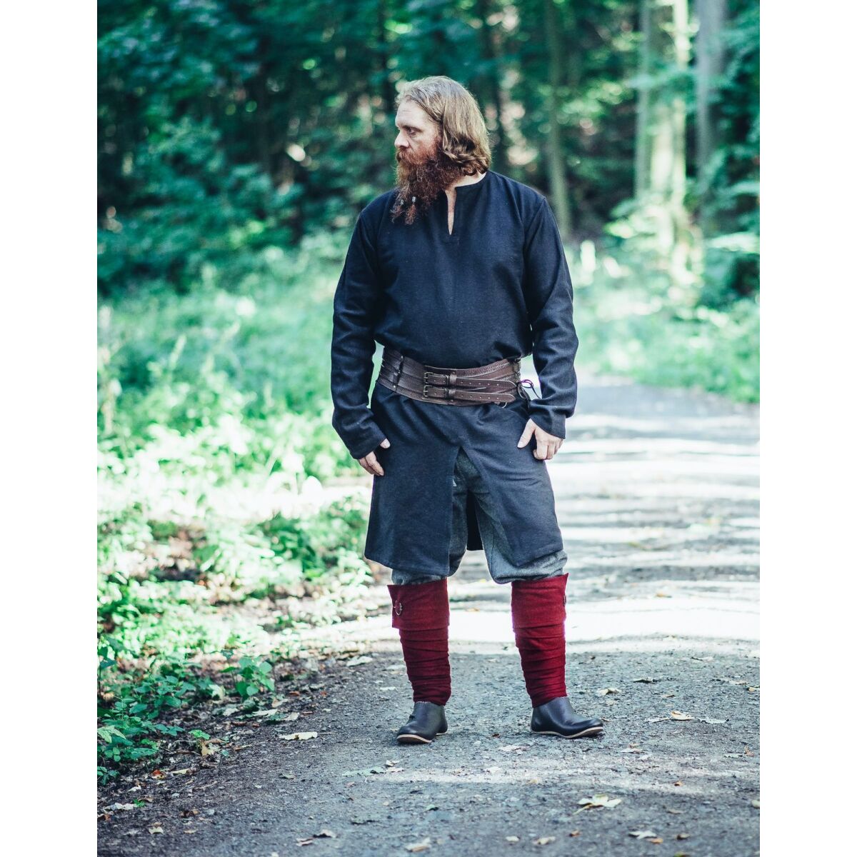 Túnica larga vikinga negra "Lennart" XXL