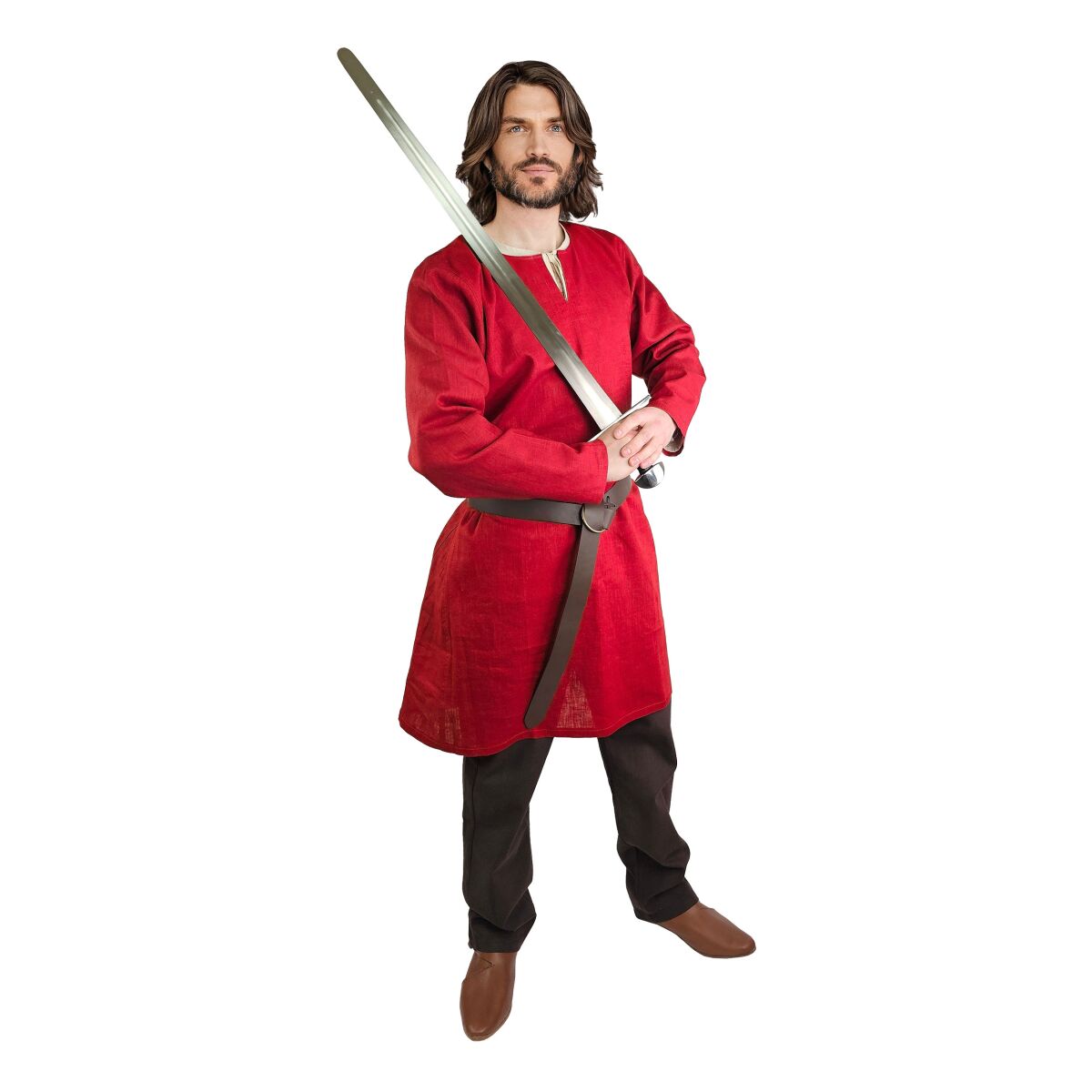 Túnica vikinga de lino roja L