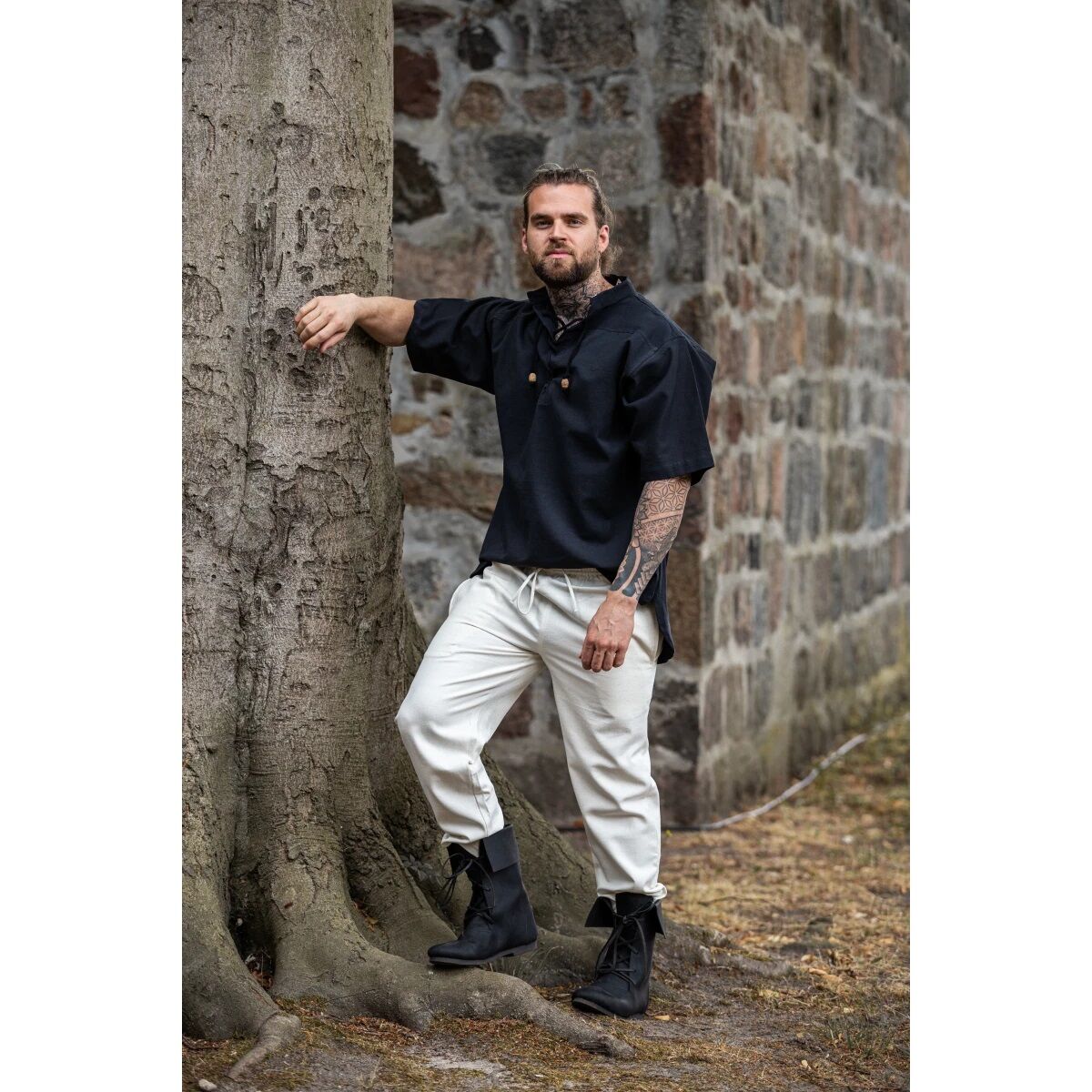 Pantalón medieval con cintura elástica nature "Veit" L