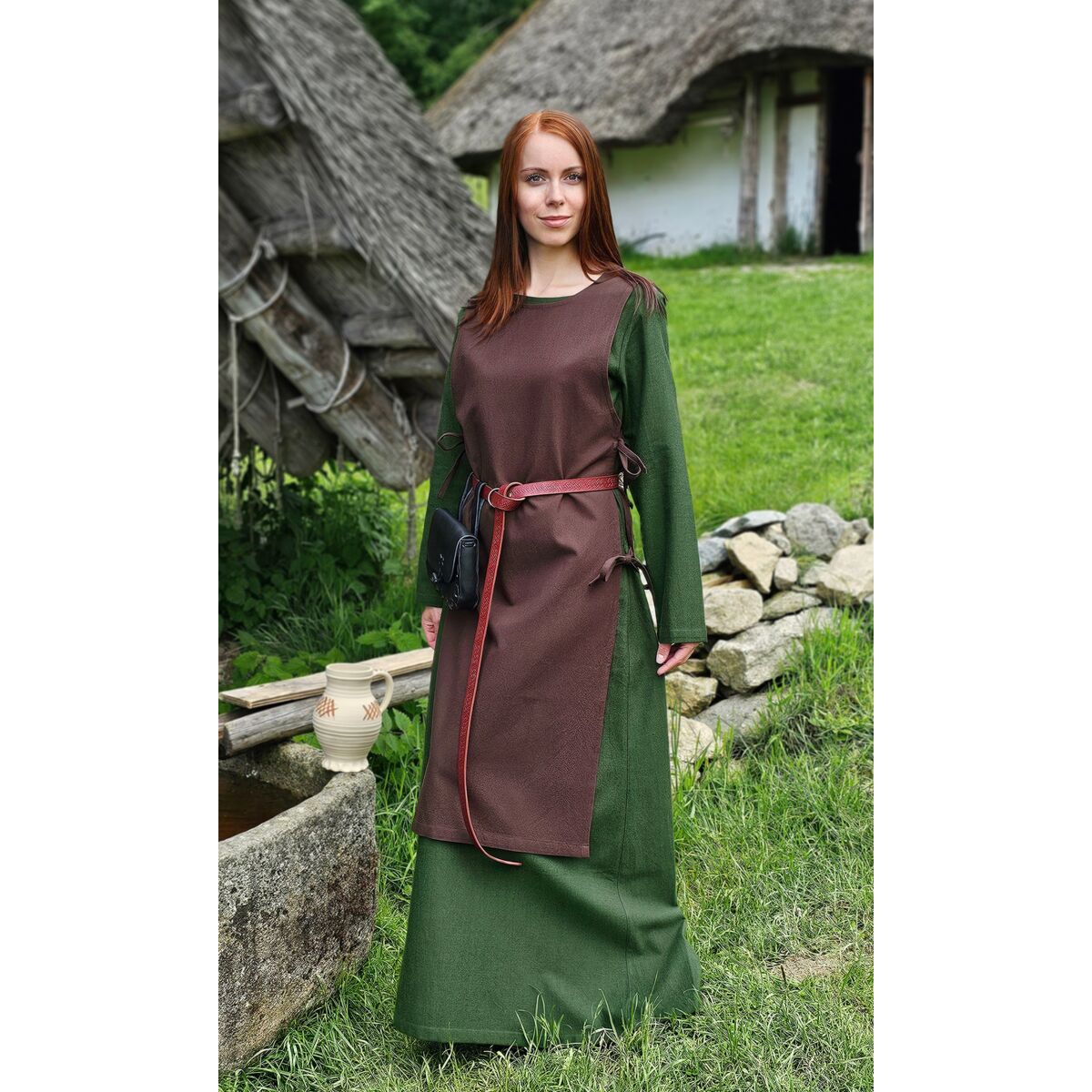 Sobrevestido vikingo clásico marrón "Lykke" XL