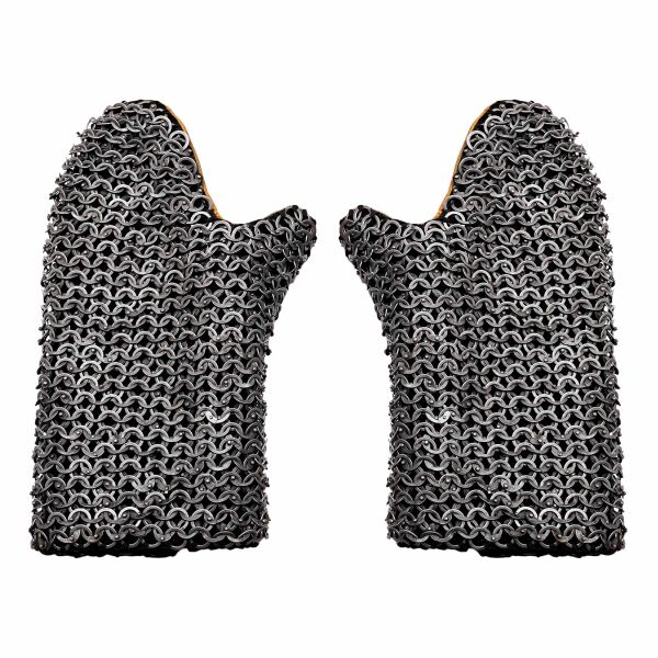 Gepolsterte Fäustlinge mit Kettengeflecht Flachring mit Rundnieten 4-in-1