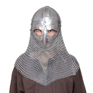 Antiker Wikingerbrillenhelm mit unvernieteter Kettenbrünne