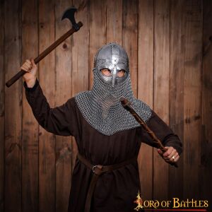 Antiker Wikingerbrillenhelm mit unvernieteter Kettenbrünne