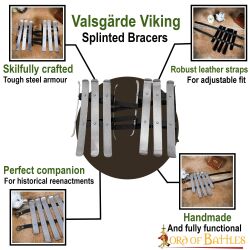 Armadura o brazaletes vikingos Valsgärde pulidos calibre 16 (1,6 mm)