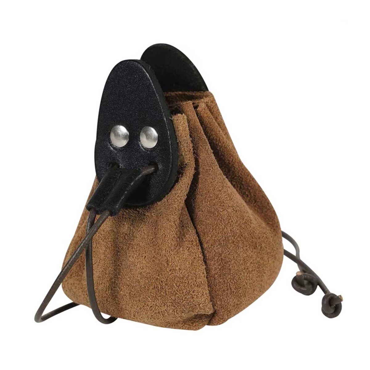 Bolsa de ante de 10 cm de diámetro marrón/negro
