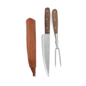 Juego de cubiertos medievales con tenedor en funda de cuero de doble capa, producto de segunda calidad