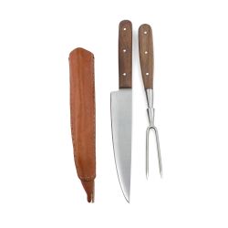 Juego de cubiertos medievales con tenedor en funda de cuero de doble capa, producto de segunda calidad