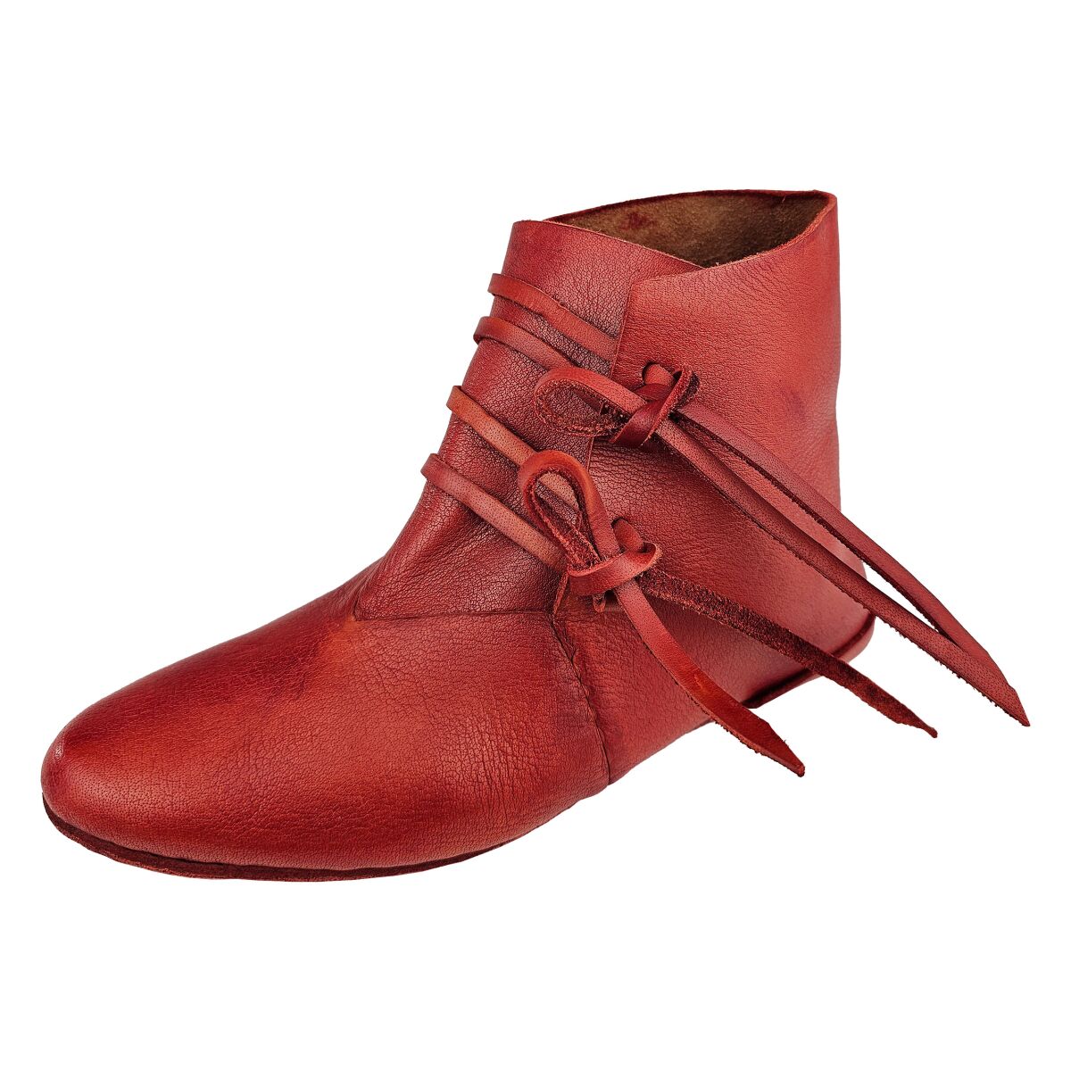 Zapatos medievales reversibles con cordones de cuero de vaca rojo 42