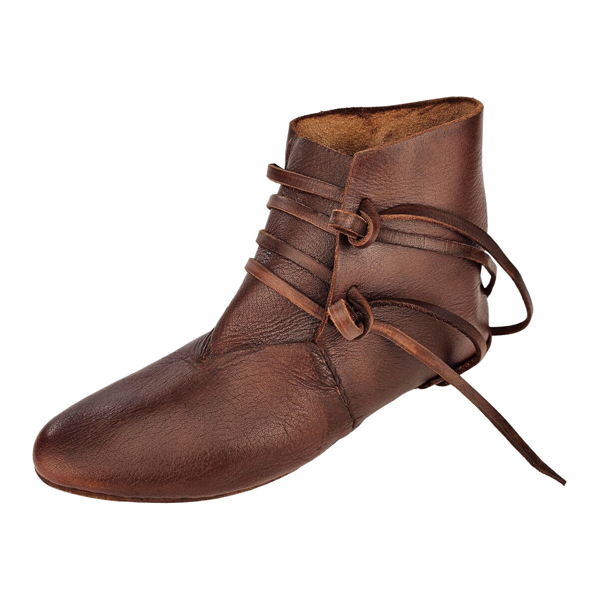 Zapatos medievales reversibles con cordones de cuero de vaca marrón 39