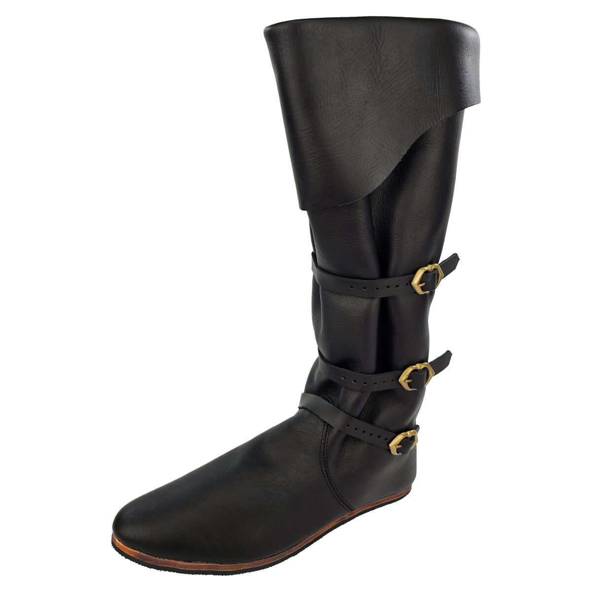 Botas altas medievales negras con suela de goma 46