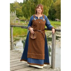 Vestido vikingo de lana, azul marrón "Lykka"