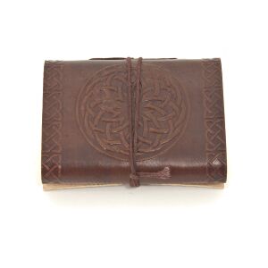 Cuaderno o cancionero de cuero marrón oscuro con...