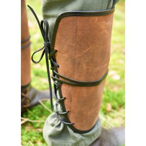 Protector de piernas de cuero marrón curtido vegetal