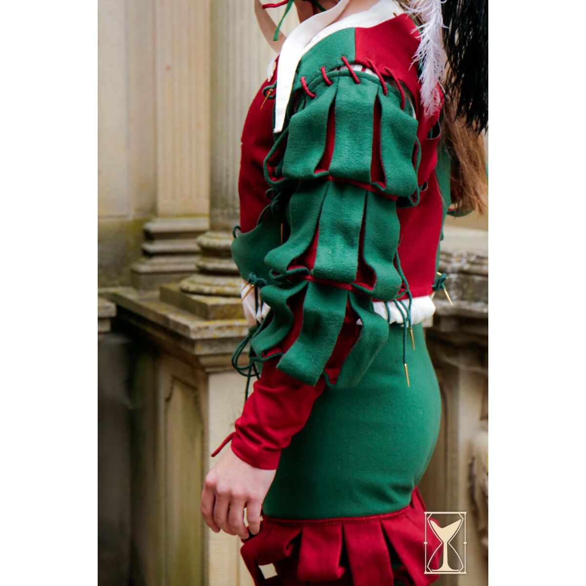 Landsknecht mangas cascada verde/rojo - Traje histórico M