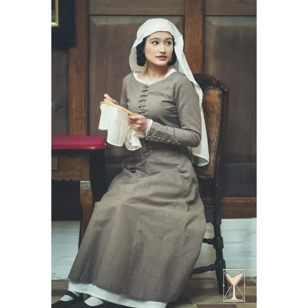 Cotehardie Marian - Vestido medieval 100% algodón