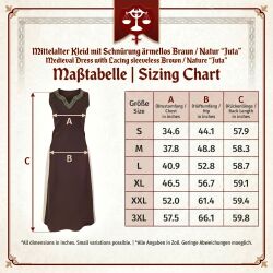 Vestido medieval sin mangas con cordones, marrón / natural «yute», talla S, artículo de segunda calidad
