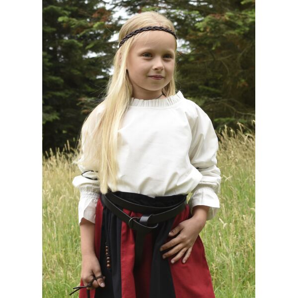 Blusa infantil de manga larga de estilo medieval «Helena», color natural, talla 146, artículo con pequeño defecto