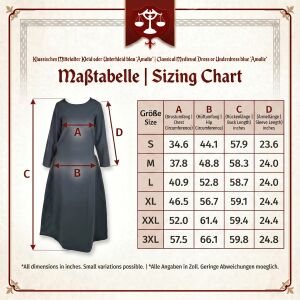 Vestido medieval clásico o enagua azul «Amalie» XXXL, artículo de segunda calidad