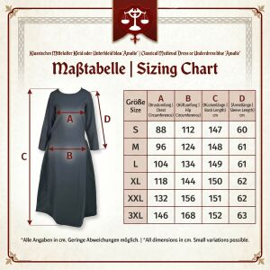 Vestido medieval clásico o enagua azul «Amalie» XXXL, artículo de segunda calidad