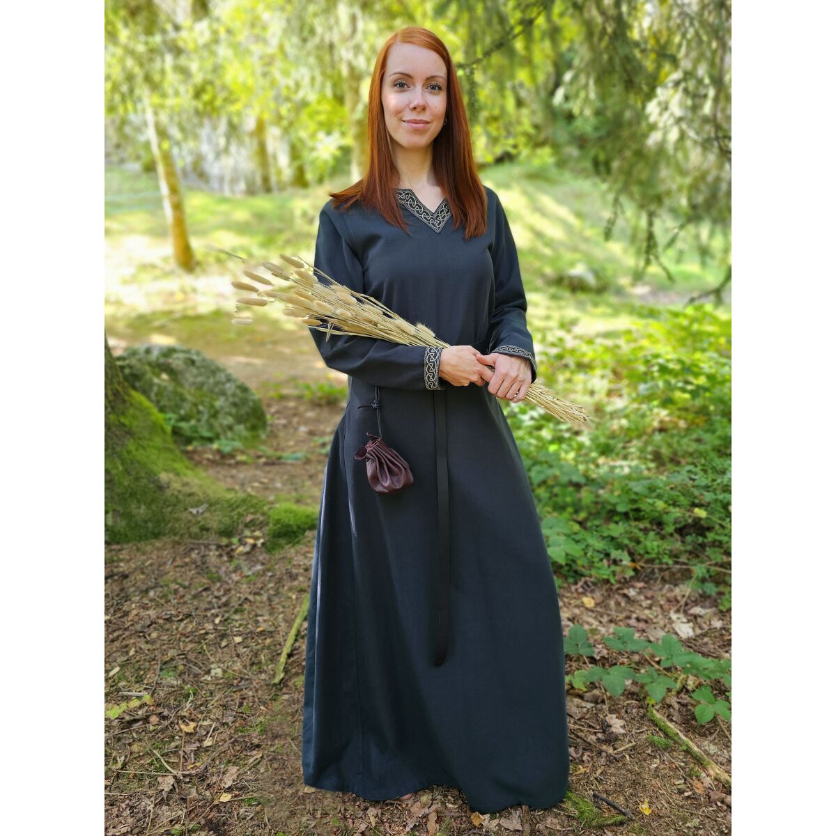 Vestido medieval de manga larga azul, co box
