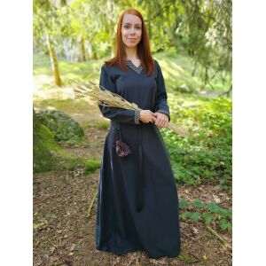 Vestido medieval de manga larga azul, con ribete «Sigyn» talla L, artículo de segunda calidad