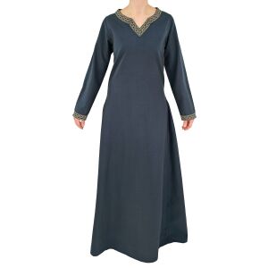 Vestido medieval de manga larga azul, con ribete «Sigyn» talla L, artículo de segunda calidad