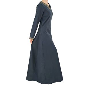 Vestido medieval de manga larga azul, con ribete «Sigyn» talla L, artículo de segunda calidad
