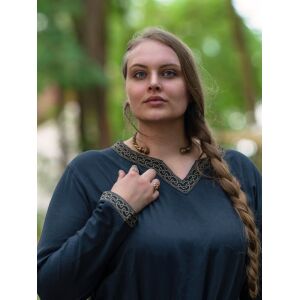 Vestido medieval de manga larga azul, con ribete «Sigyn» talla L, artículo de segunda calidad