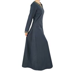Vestido medieval de manga larga azul, con ribete «Sigyn» talla L, artículo de segunda calidad