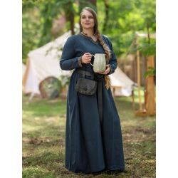 Vestido medieval de manga larga azul, con ribete «Sigyn» talla L, artículo de segunda calidad