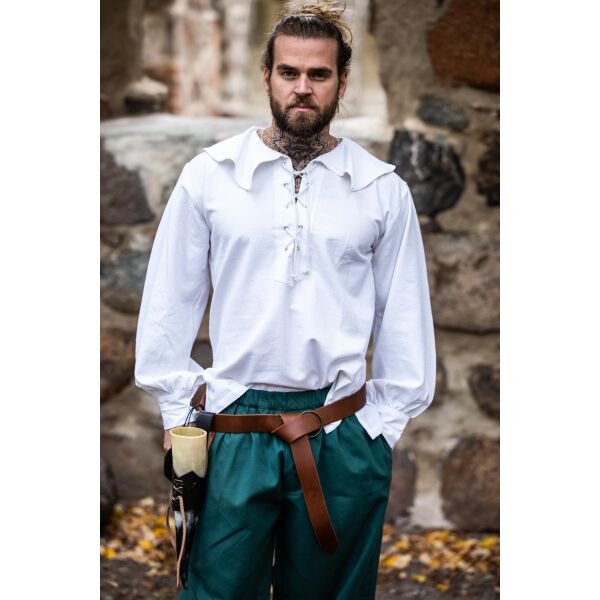Camisa de cuello redondo blanca «Athos», talla M, producto de segunda calidad