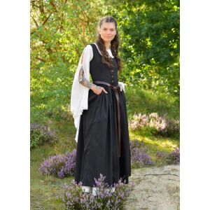 Vestido medieval sin mangas, negro, con cordones en la...