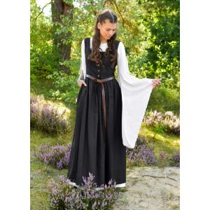 Vestido medieval sin mangas, negro, con cordones en la...